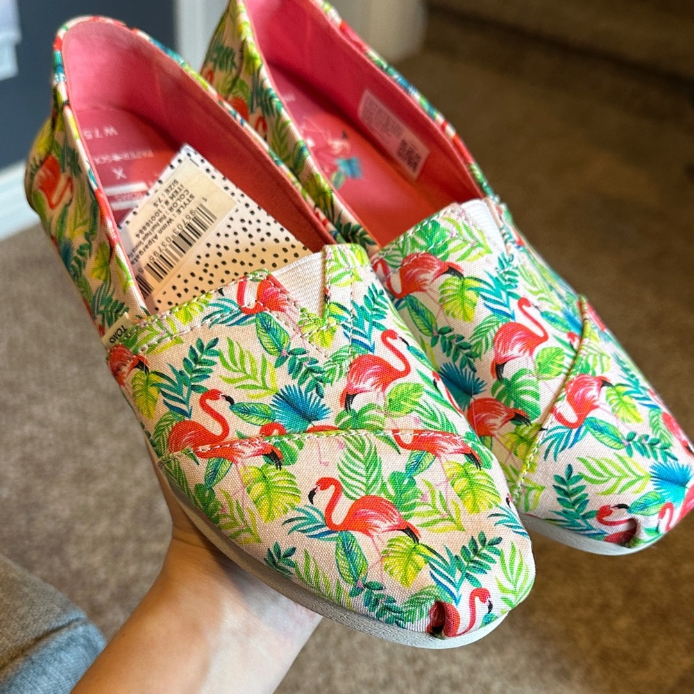 Toms Flamingo and Leaf Print Women's Flats